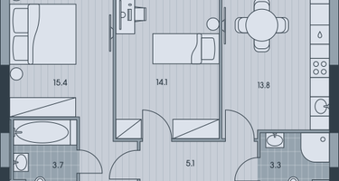 2-к. квартира, 55&nbsp;м²