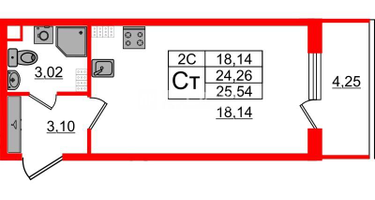Студия, 23 м²