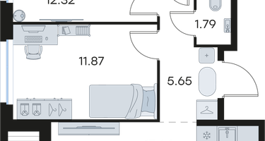 2-к. квартира, 55 м²