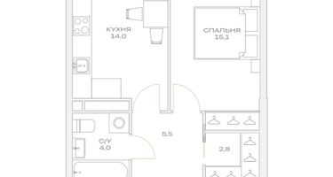 1-к. квартира, 41 м²