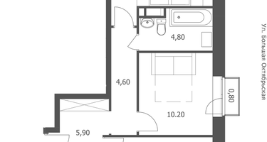 2-к. квартира, 56 м²