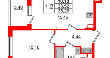 1-к. квартира, 33&nbsp;м²