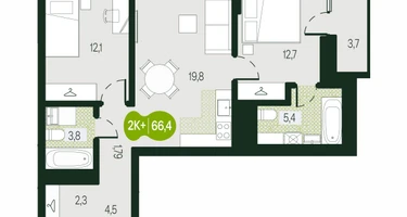 Студия, 66&nbsp;м²