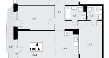 4-к. квартира, 108&nbsp;м²