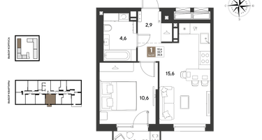 1-к. квартира, 35&nbsp;м²