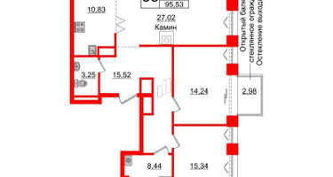 2-к. квартира, 94&nbsp;м²