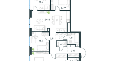 4-к. квартира, 99&nbsp;м²