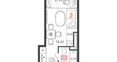 1-к. квартира, 19&nbsp;м²
