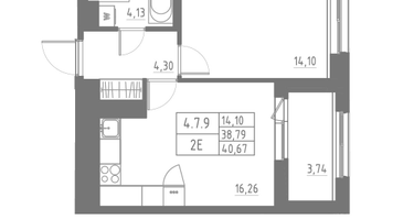 Студия, 40&nbsp;м²