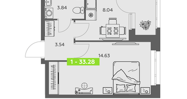 1-к. квартира, 33 м²