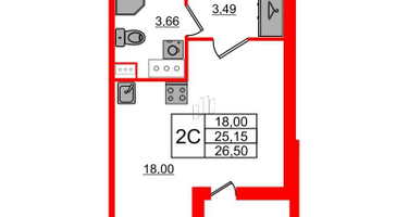 Студия, 24&nbsp;м²