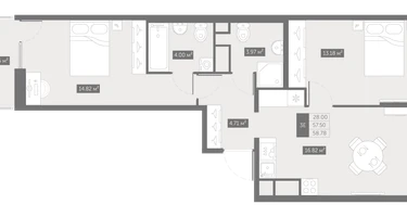 2-к. квартира, 58&nbsp;м²