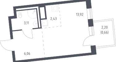 Студия, 26&nbsp;м²