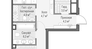 2-к. квартира, 95 м²