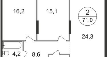 2-к. квартира, 71 м²