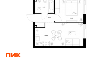 1-к. квартира, 33 м²
