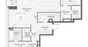 3-к. квартира, 157&nbsp;м²