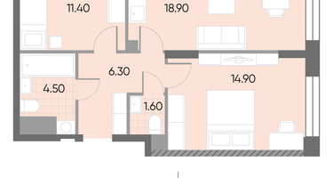 Студия, 57 м²