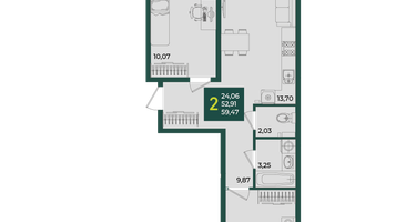 2-к. квартира, 59&nbsp;м²