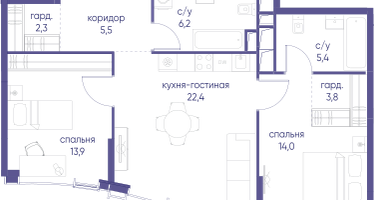 Студия, 28&nbsp;м²