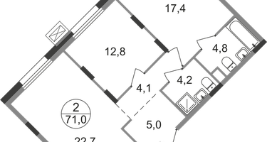 2-к. квартира, 71&nbsp;м²