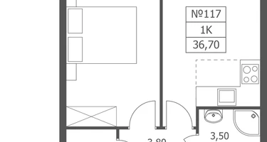 1-к. квартира, 36&nbsp;м²