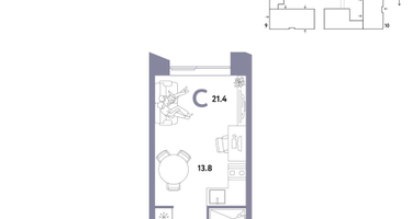 1-к. квартира, 21&nbsp;м²