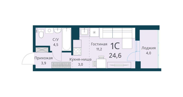 Студия, 24&nbsp;м²