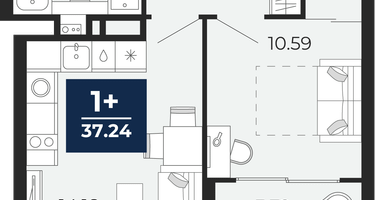 1-к. квартира, 34&nbsp;м²