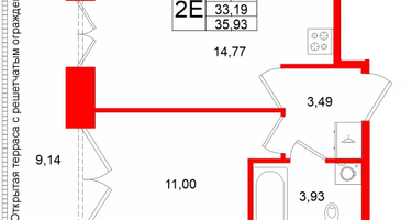 1-к. квартира, 33 м²