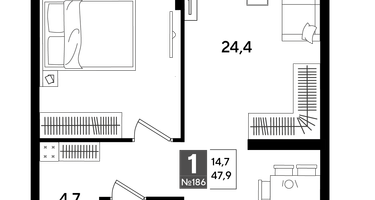 1-к. квартира, 47&nbsp;м²