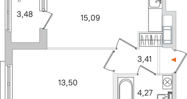 1-к. квартира, 38&nbsp;м²