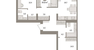 3-к. квартира, 97&nbsp;м²