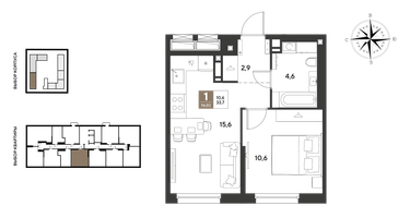 1-к. квартира, 33&nbsp;м²