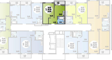 1-к. квартира, 36&nbsp;м²