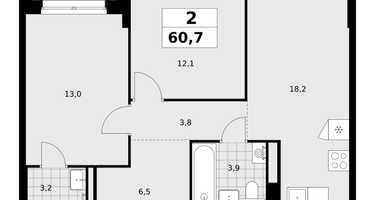 2-к. квартира, 60&nbsp;м²