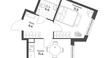 1-к. квартира, 33 м²