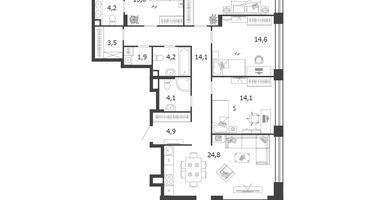 4-к. квартира, 136 м²