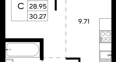 1-к. квартира, 30 м²