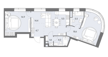 3-к. квартира, 71 м²