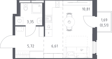 Студия, 27&nbsp;м²