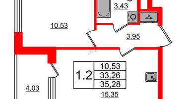 1-к. квартира, 33&nbsp;м²