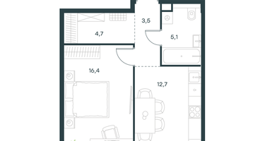 1-к. квартира, 42&nbsp;м²