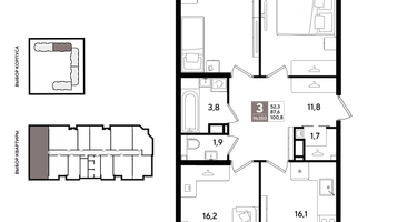 3-к. квартира, 99&nbsp;м²