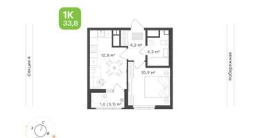 1-к. квартира, 10&nbsp;м²