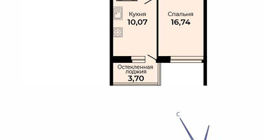 1-к. квартира, 37&nbsp;м²