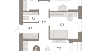 2-к. квартира, 60 м²