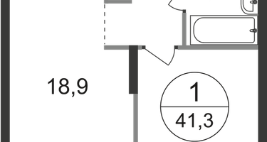 1-к. квартира, 41 м²