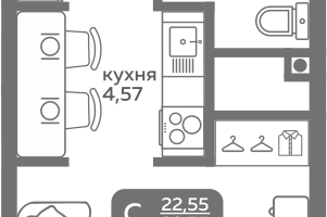 Студия, 22&nbsp;м²
