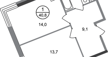 1-к. квартира, 40&nbsp;м²